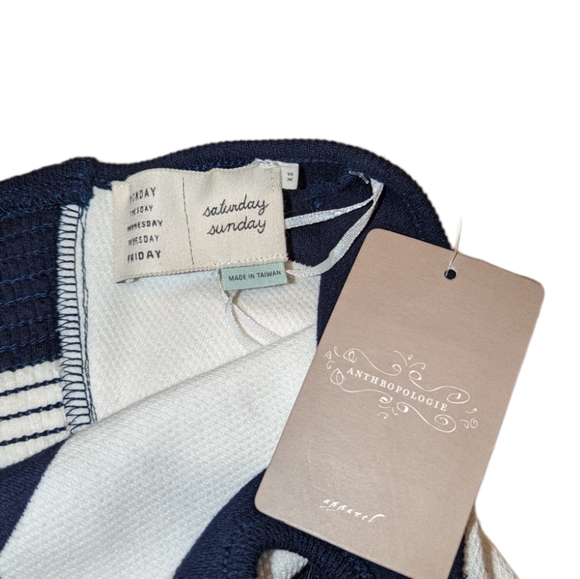 NWT Anthropologie Saturday Sunday Chevron  Nautical Halter Cut Out Mini Dress - Picture 9 of 11